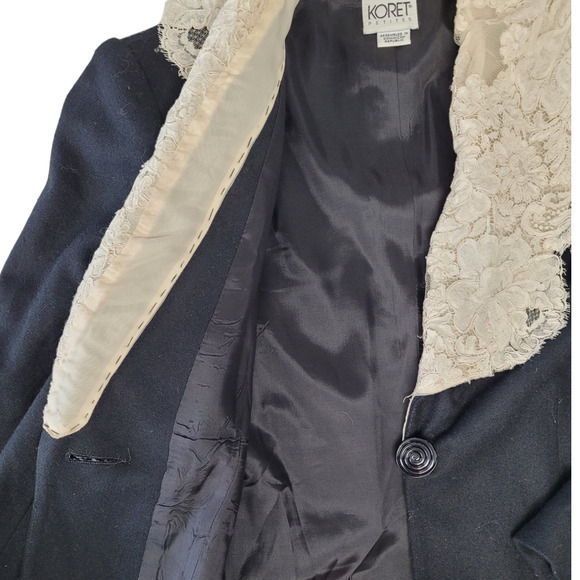 HP Rare Vintage Koret French Lace Collar One Button Coquette Boxy Jacket - Picture 11 of 16